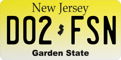 NJ license plate D02FSN