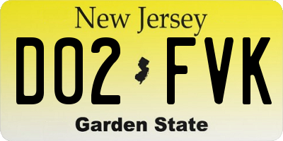 NJ license plate D02FVK