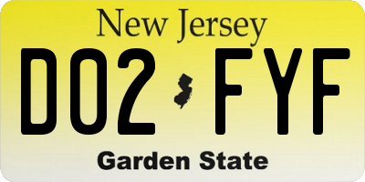 NJ license plate D02FYF