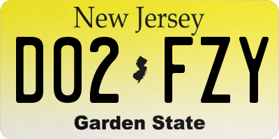 NJ license plate D02FZY