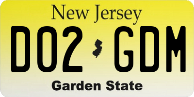 NJ license plate D02GDM