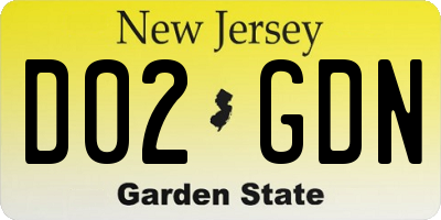 NJ license plate D02GDN