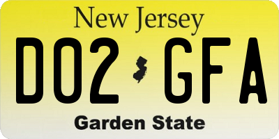 NJ license plate D02GFA