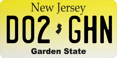 NJ license plate D02GHN