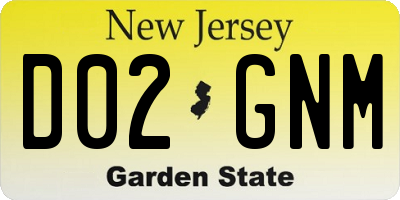 NJ license plate D02GNM