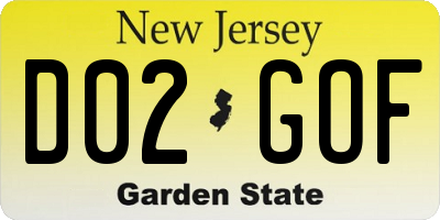 NJ license plate D02GOF