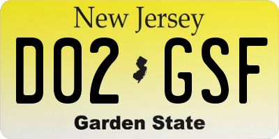 NJ license plate D02GSF