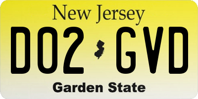NJ license plate D02GVD