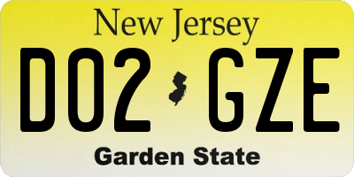NJ license plate D02GZE