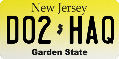 NJ license plate D02HAQ