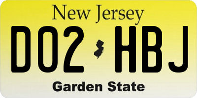 NJ license plate D02HBJ
