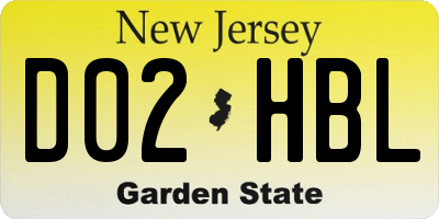 NJ license plate D02HBL