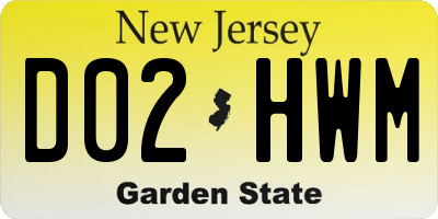 NJ license plate D02HWM