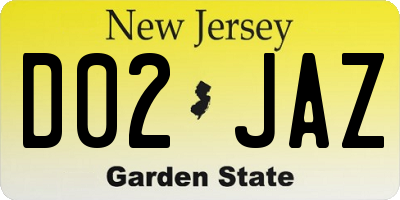 NJ license plate D02JAZ