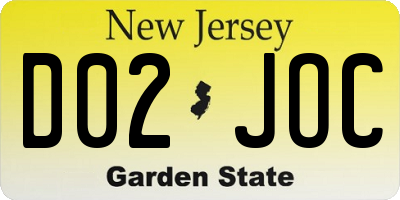 NJ license plate D02JOC