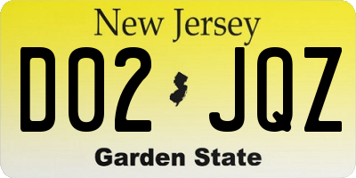 NJ license plate D02JQZ