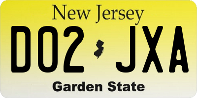 NJ license plate D02JXA