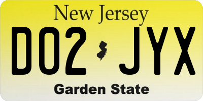 NJ license plate D02JYX