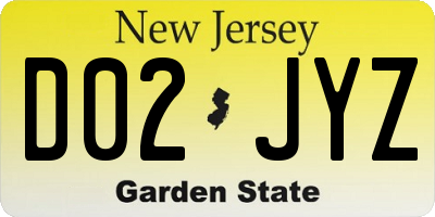 NJ license plate D02JYZ