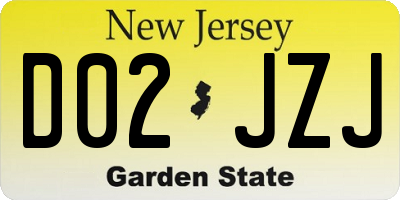 NJ license plate D02JZJ