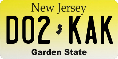 NJ license plate D02KAK