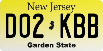 NJ license plate D02KBB