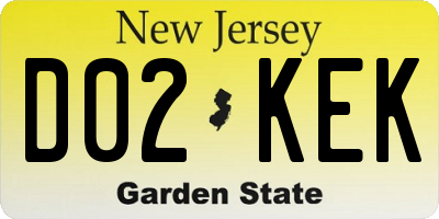 NJ license plate D02KEK