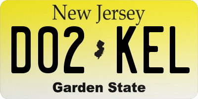 NJ license plate D02KEL