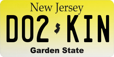 NJ license plate D02KIN