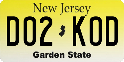 NJ license plate D02KOD