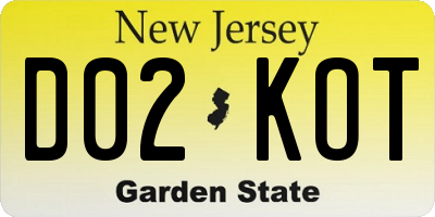 NJ license plate D02KOT