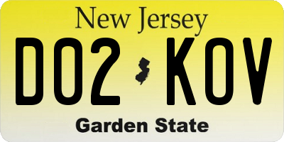 NJ license plate D02KOV