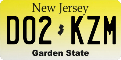 NJ license plate D02KZM
