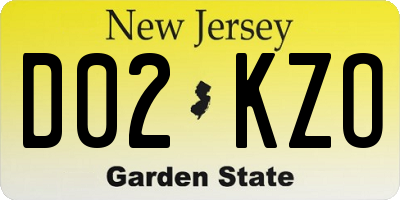 NJ license plate D02KZO