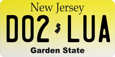 NJ license plate D02LUA