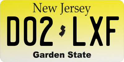 NJ license plate D02LXF