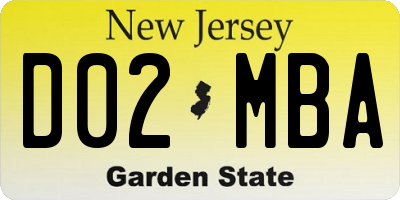 NJ license plate D02MBA