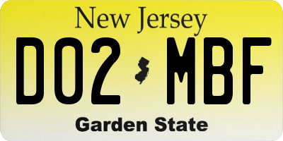 NJ license plate D02MBF
