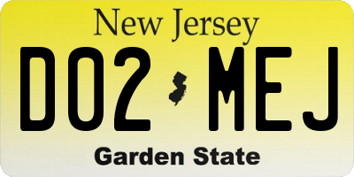NJ license plate D02MEJ