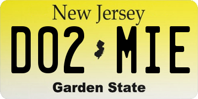 NJ license plate D02MIE