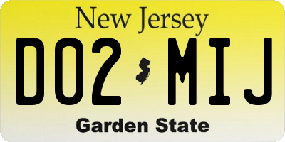 NJ license plate D02MIJ