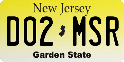 NJ license plate D02MSR