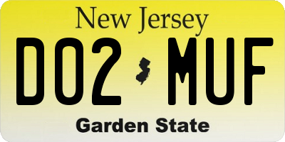 NJ license plate D02MUF
