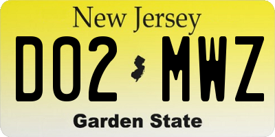 NJ license plate D02MWZ