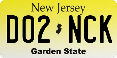 NJ license plate D02NCK