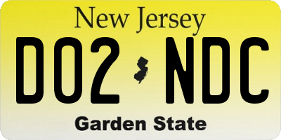 NJ license plate D02NDC