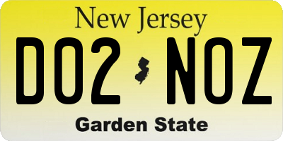 NJ license plate D02NOZ