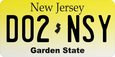 NJ license plate D02NSY
