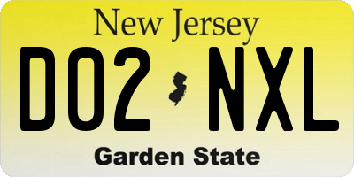 NJ license plate D02NXL