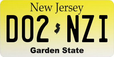 NJ license plate D02NZI